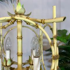 Pair of Faux Bamboo Pagoda Chandeliers Italy 1950s - 3040284