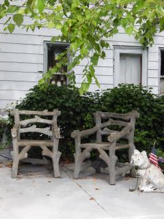 Pair of Faux Bois Garden Armchairs - 3655689