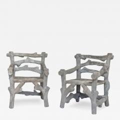 Pair of Faux Bois Garden Armchairs - 3658347