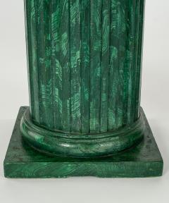 Pair of Faux Painted Malachite Doric Column Pedestals - 4817195