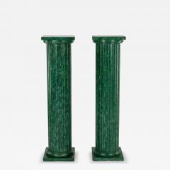 Pair of Faux Painted Malachite Doric Column Pedestals - 4817745