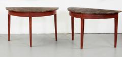 Pair of Faux Painted Swedish Demilune Tables - 2916602