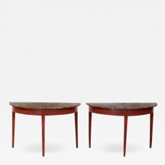 Pair of Faux Painted Swedish Demilune Tables - 2921153