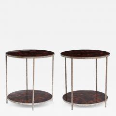 Pair of Faux Tortoise Shell Gilt Steel Tables - 4369338