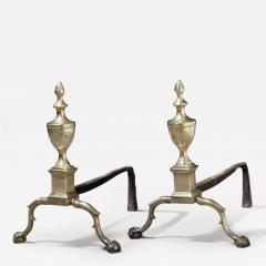 Pair of Federal Engraved Brass Andirons - 92884