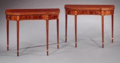 Pair of Federal Inlaid Kidney Shaped Card Tables - 1401171