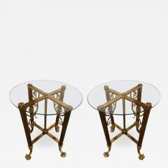 Pair of Fine Bronze Based End Tables with Glass Tops - 1288698