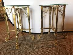 Pair of Fine Bronze Based End Tables with Glass Tops - 2998440
