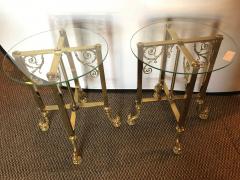 Pair of Fine Bronze Based End Tables with Glass Tops - 2998441