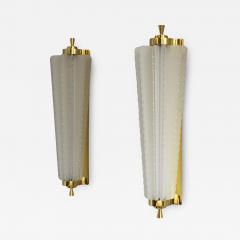 Pair of Fine French Art Deco Glass and Bronze Sconces - 2402008