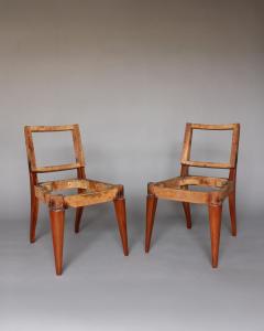 Pair of Fine French Art Deco Mahogany Side Chairs - 4222567