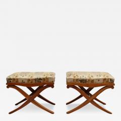Pair of Fine French Art Deco X Form Stools - 3123143