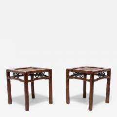 Pair of Fine Woven Top Square Stools - 4186522