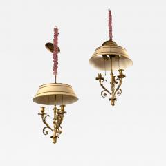 Pair of Finely Chased Bronze Dor Louis XV Style Chandeliers Three Candelabras - 3019208