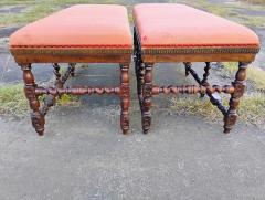 Pair of Finely Crafted 18th Century Louis XIV French Barley Twist Oak Benches - 4383393