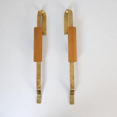 Pair of Finnish Mid Century Design Door Pulls in Brass Wood 1950s - 4682691