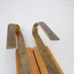 Pair of Finnish Mid Century Design Door Pulls in Brass Wood 1950s - 4682697