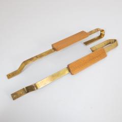 Pair of Finnish Mid Century Design Door Pulls in Brass Wood 1950s - 4682699