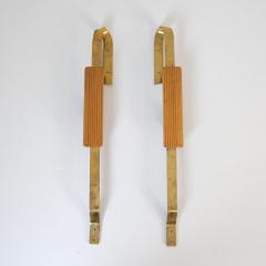 Pair of Finnish Mid Century Design Door Pulls in Brass Wood 1950s - 4682700