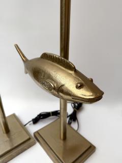 Pair of Fish Lamps Gilt Metal France 1990s - 4483206