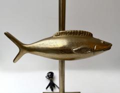 Pair of Fish Lamps Gilt Metal France 1990s - 4483214