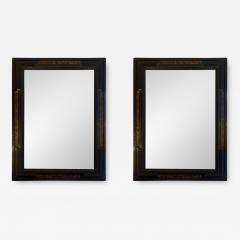 Pair of Flemish Style Faux Tortoishell and Ebonised Ripple Frame Mirrors - 1496156