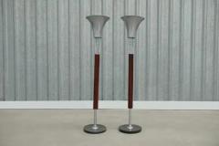Pair of Floor Lamps in Hardwood Crystal Metal Unknown 1940s - 3299169