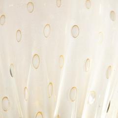 Pair of Fluted Urn Form Murano White Glass Pendants with Antiqued Brass Fittings - 3109070