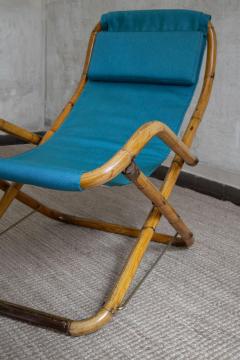 Pair of Foldable Reclining Armchairs In Curved Bamboo Italy 1970s - 4215077