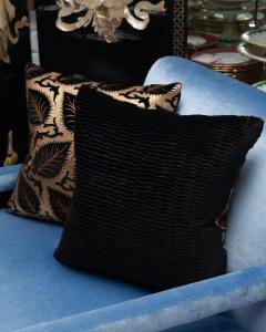 Pair of Fortuny Black and Gold Silk Velvet Pillows - 3076640
