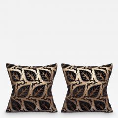 Pair of Fortuny Black and Gold Silk Velvet Pillows - 3078376