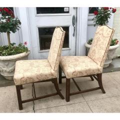 Pair of Fortuny Upholstered Antique Chinese Chippendale Designer Chairs - 1654311