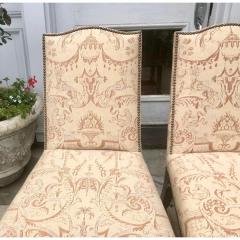 Pair of Fortuny Upholstered Antique Chinese Chippendale Designer Chairs - 1654313