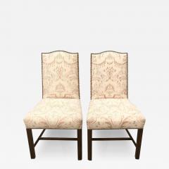 Pair of Fortuny Upholstered Antique Chinese Chippendale Designer Chairs - 1656313