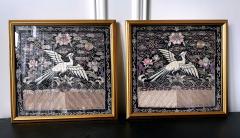 Pair of Framed Chinese Embroidered Ninth Rank Badges Qing Dynasty - 2844385