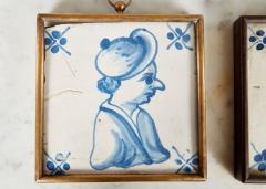 Pair of Framed Delft Portrait Tiles - 4442973