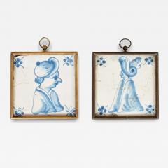 Pair of Framed Delft Portrait Tiles - 4444696