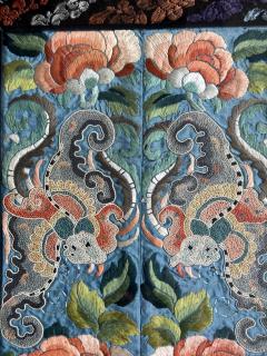 Pair of Framed Fine Chinese Antique Embroidery Panels with Forbidden Knots - 3480104