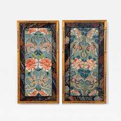 Pair of Framed Fine Chinese Antique Embroidery Panels with Forbidden Knots - 3480755