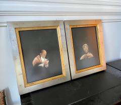 Pair of Framed Japanese Embroidery Art Portraits - 1939999