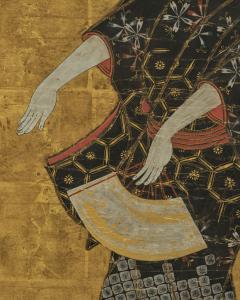 Pair of Framed Single Panels Hikone Ukiyo e Style Dancers - 4713101