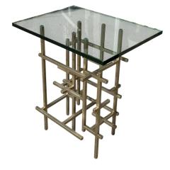 Pair of Fran Taubman Style Modern Silvered Metal Side Tables - 4150527