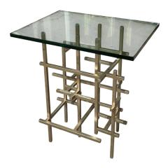 Pair of Fran Taubman Style Modern Silvered Metal Side Tables - 4150529