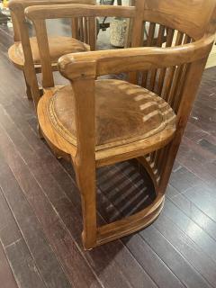 Pair of Frank Lloyd Wright Style Barrell Chairs - 4162083