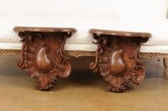 Pair of French 1760s Louis XV Period Walnut Wall Brackets with Rocailles Motifs - 3472608