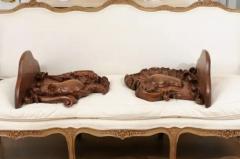 Pair of French 1760s Louis XV Period Walnut Wall Brackets with Rocailles Motifs - 3472725