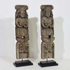 Pair of French 17th Century Weathered Oak Renaissance Ornaments - 4119378