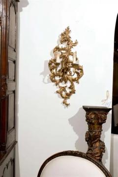 Pair of French 1850s Rococo Revival Giltwood Two Light Sconces - 3415311