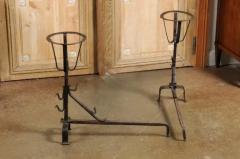 Pair of French 1870s Napol on III Period Andirons with Circular Tops - 3485505