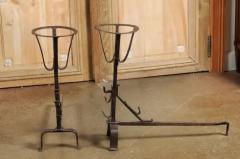 Pair of French 1870s Napol on III Period Andirons with Circular Tops - 3485510